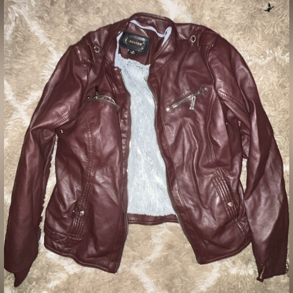 Red/mahogany Leather Jacket - Picture 3 of 16